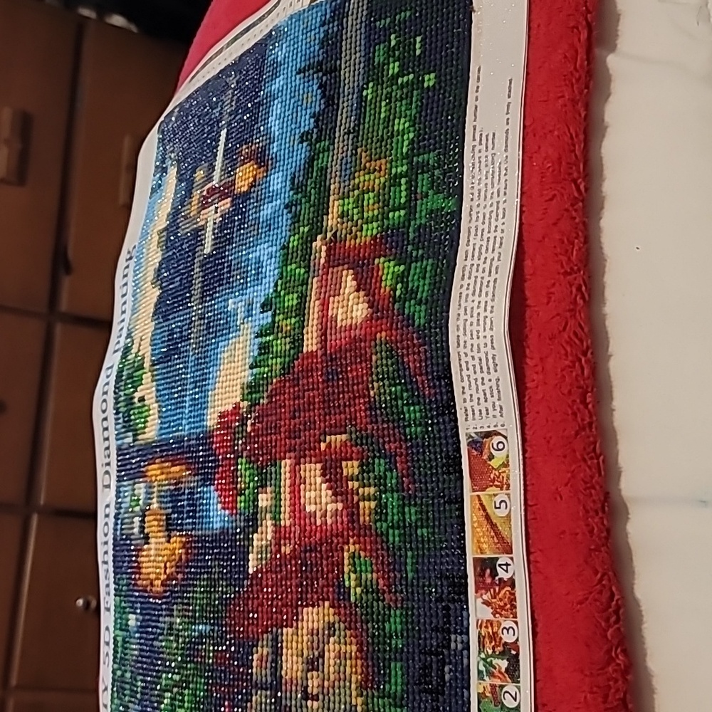 DIY 5D Diamond Painting, Algonquin Chairs By Lake With Cabin (Completed Canvas)